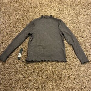 Gray Long Sleeve semi sheer stretchy Top